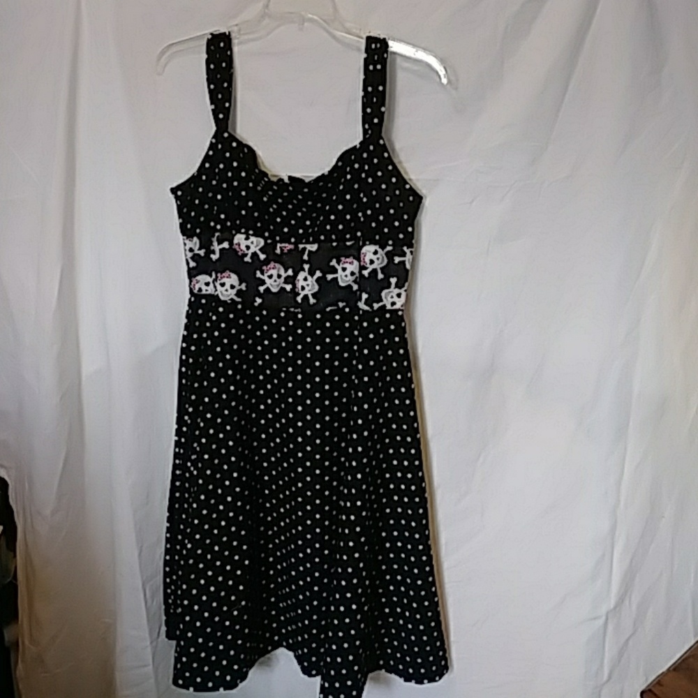 Handmade polka dot skull sun dress